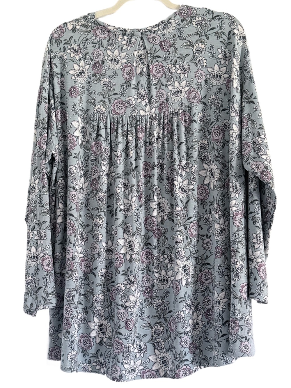 J. Jill Dusty Blue Floral Long-Sleeve Tunic - Picture 6 of 7